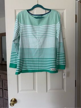 Talbots Mint and Teal Striped Long Sleeve Top - women’s NWT